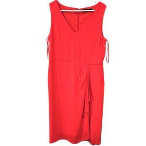 Ralph Lauren Sz 14 Bright Hibiscus Georgette Sleeveless V-Neck Dress